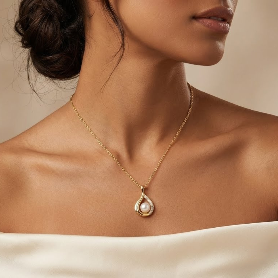 Raindrop Pendant Necklace For Women – Elegant Teardrop Design With Minimal Modern Finish | Premium Graceful Jewel : 6784510243