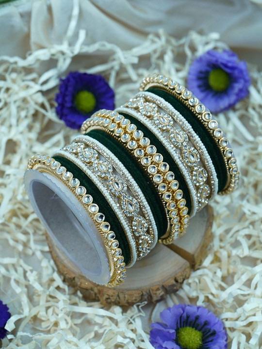 Traditional Velvet Bangles Set For Women : HB-28-24-KAI