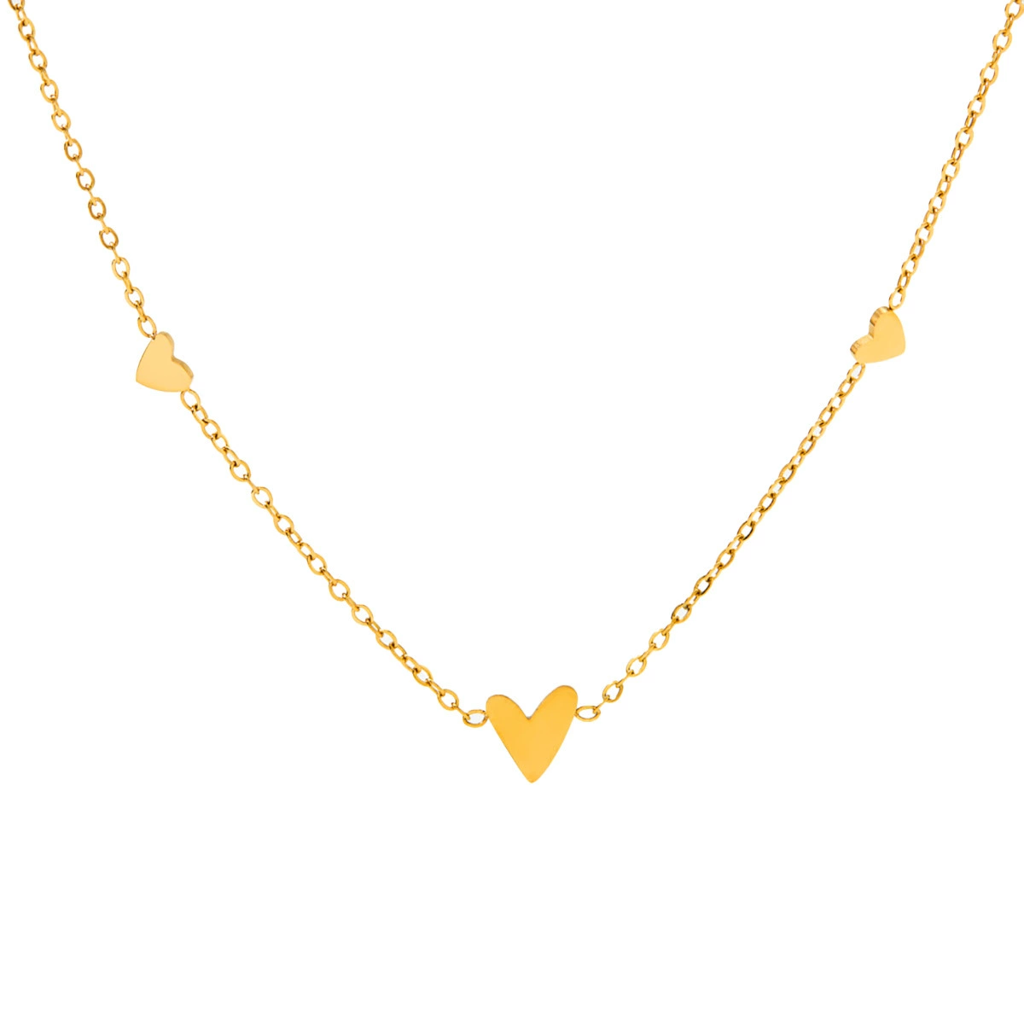 18K Gold Plated Waterproof Anti-Tarnish Minimal Heart Chain Necklace : ALS0725N17