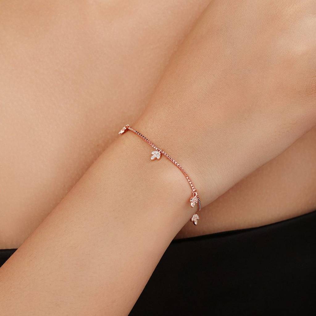 Nature'S Charm Rose Gold Plated 925 Sterling Silver Bracelet : BR-80440-RG