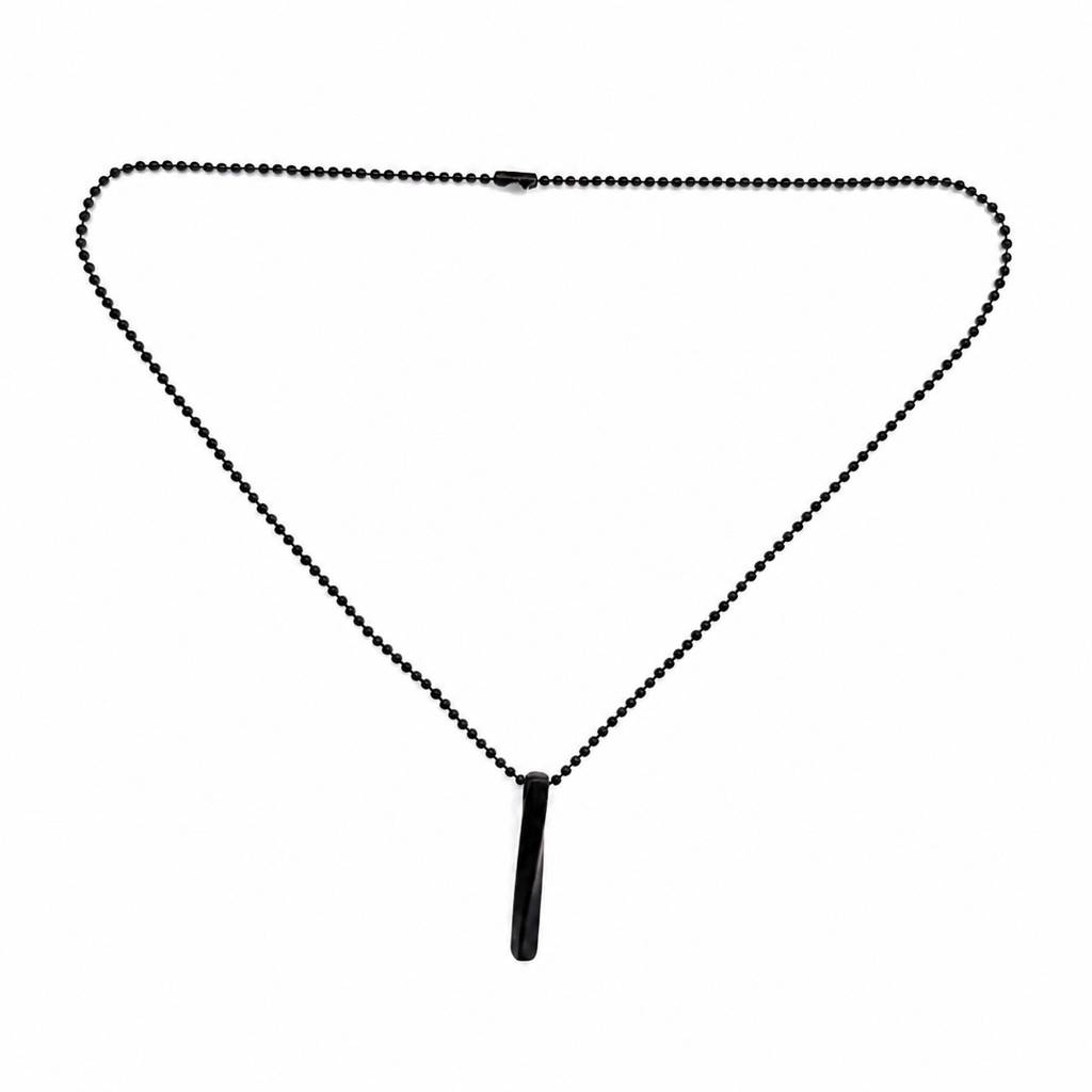 Black Bar Pendant Ball Chain Necklace (Unisex) : RRAPR26AID-15