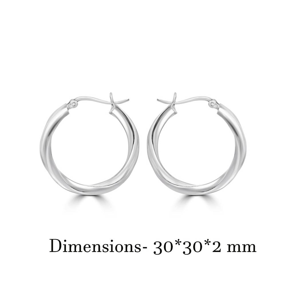 Elegant 925 Sterling Silver Twisted Round Hoops |Huggie Hoop Earrings : TWP1154