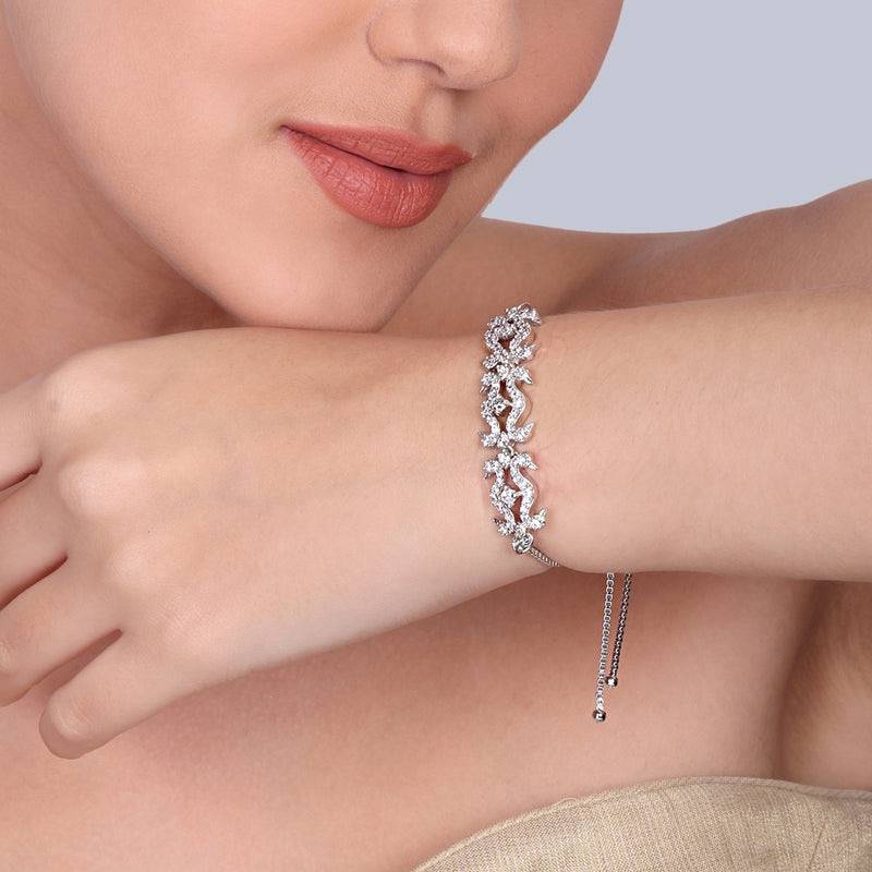 Glam Cz Peacock Bracelet Adjustable Bracelet | Festive & Party Wear : AD-175-IRWEBR