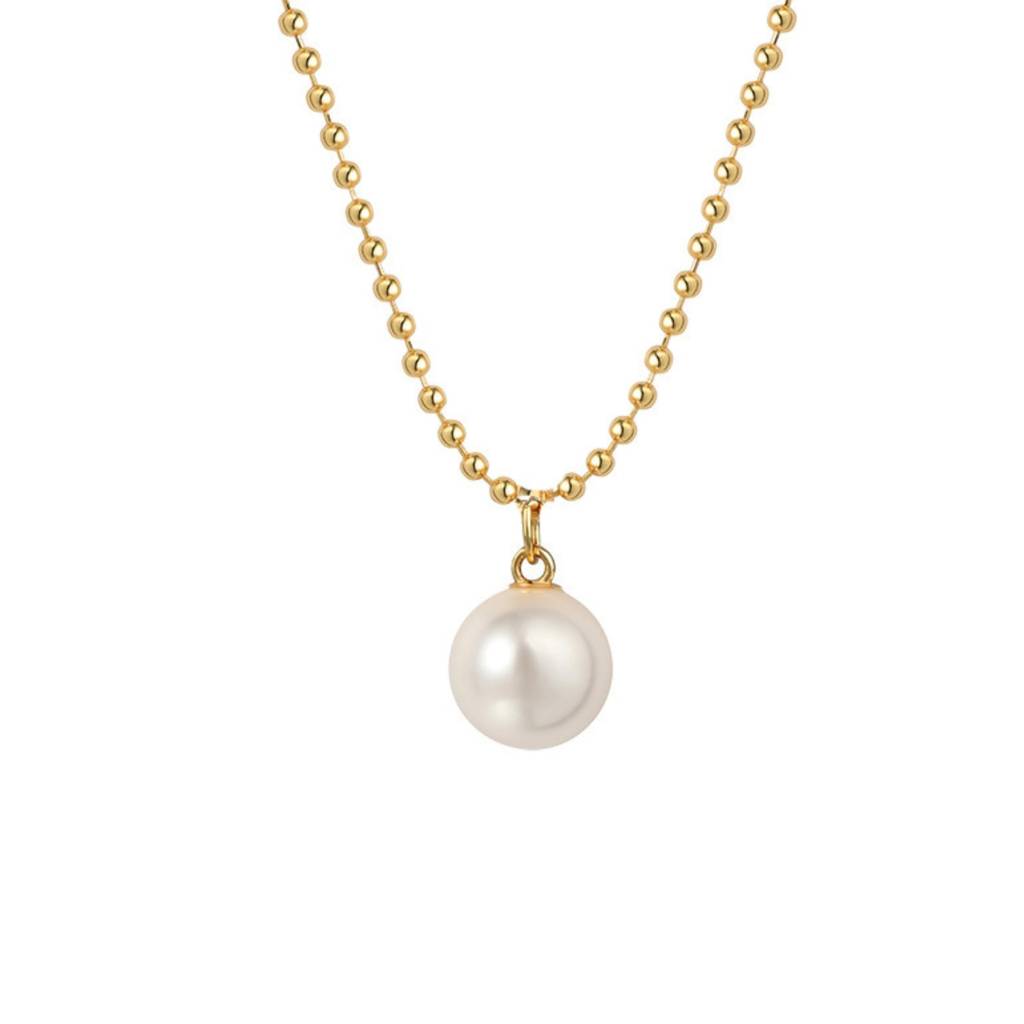Single Pearl Bead Chain Necklace : NC_SS_SglPrl_gld
