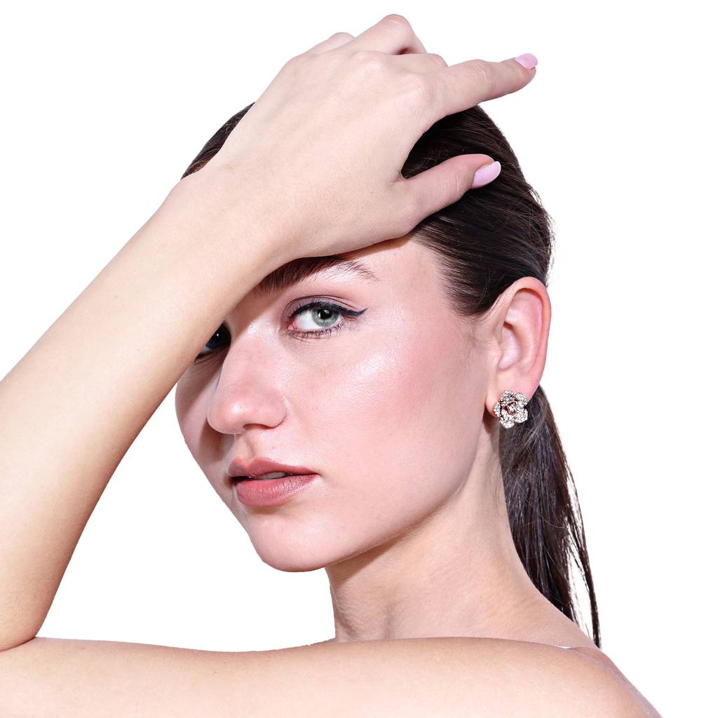 Premium Rosegold Plated Floral Rose Stud Earrings For Women Â A Symbol Of Everlasting Love : 10239-RGWEERER