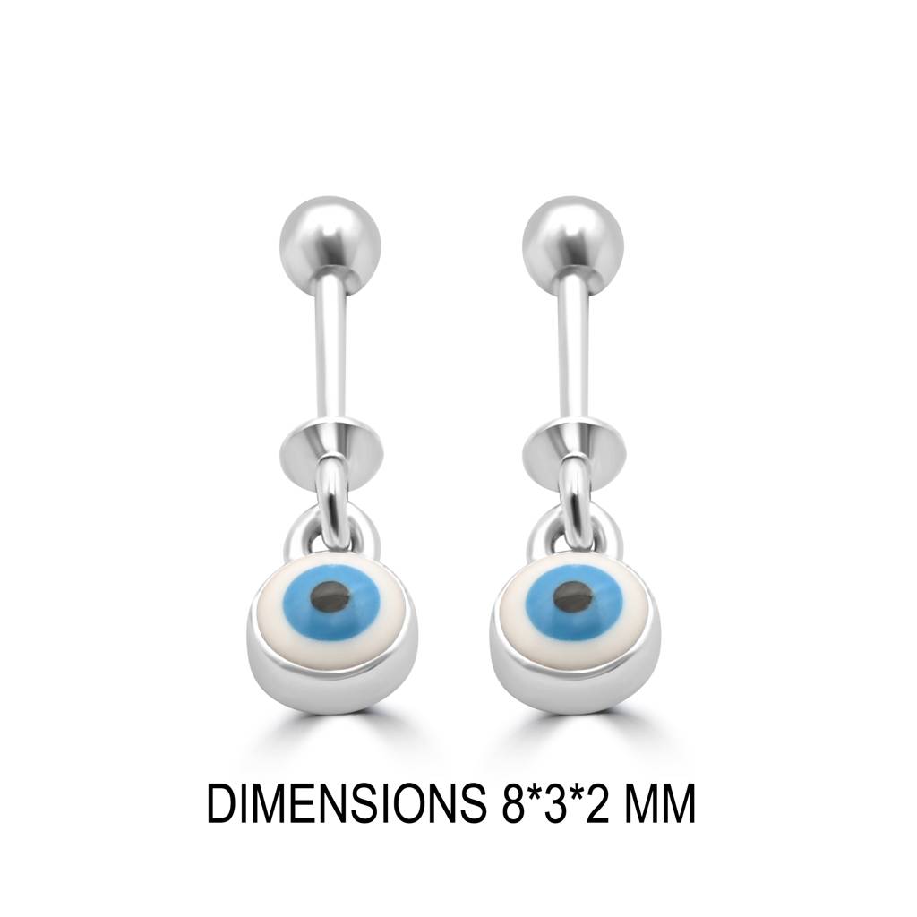 Elegant Sterling Silver Evil Eye Drop Earrings Designed To Bring Good Fortune And Charm : TWP1259