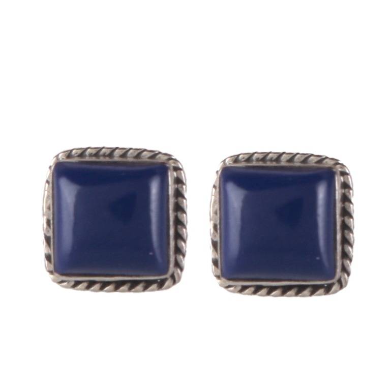 925 Sterling Silver Lapis Lazuli Earrings For Women | Grey Stone For Intuition : FU-0156-3