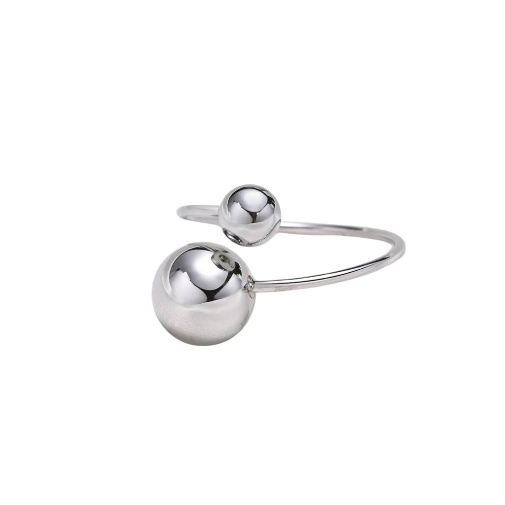 Premium Minimal Ball Ring : RG_SS_2ball_Slvr