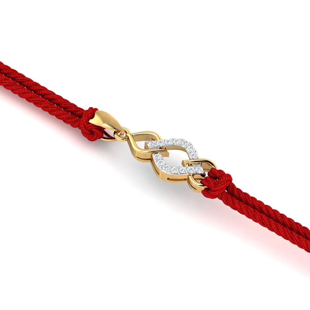 Eternz Certified Jewellery - KuberBox 9K Yellow Gold Tangled Diamond Rakhi Cum Pendant (One Size)