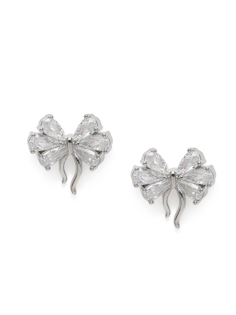 Cute Cz Bow Knot Stud Earrings : AVER10098