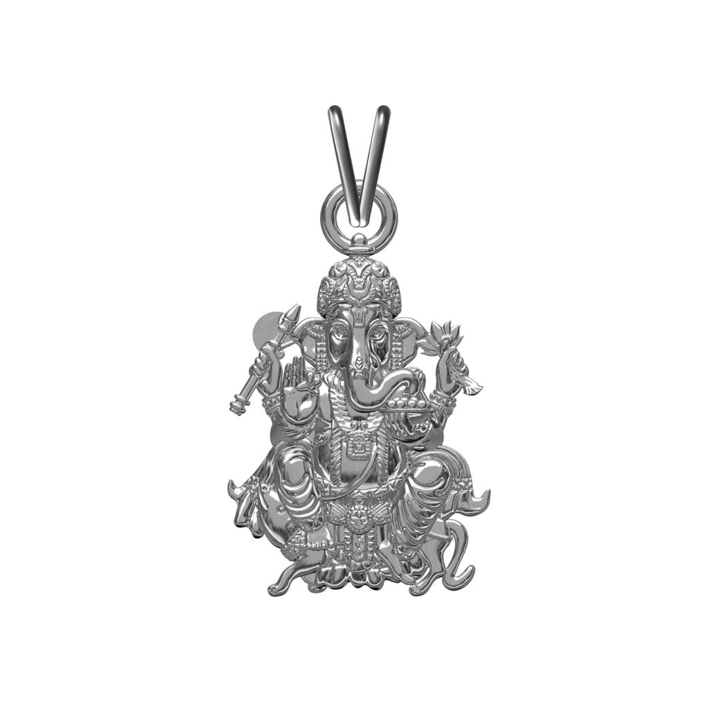 Silver Lord Ganesha Pendant For Blessing : ZLGDP-1040
