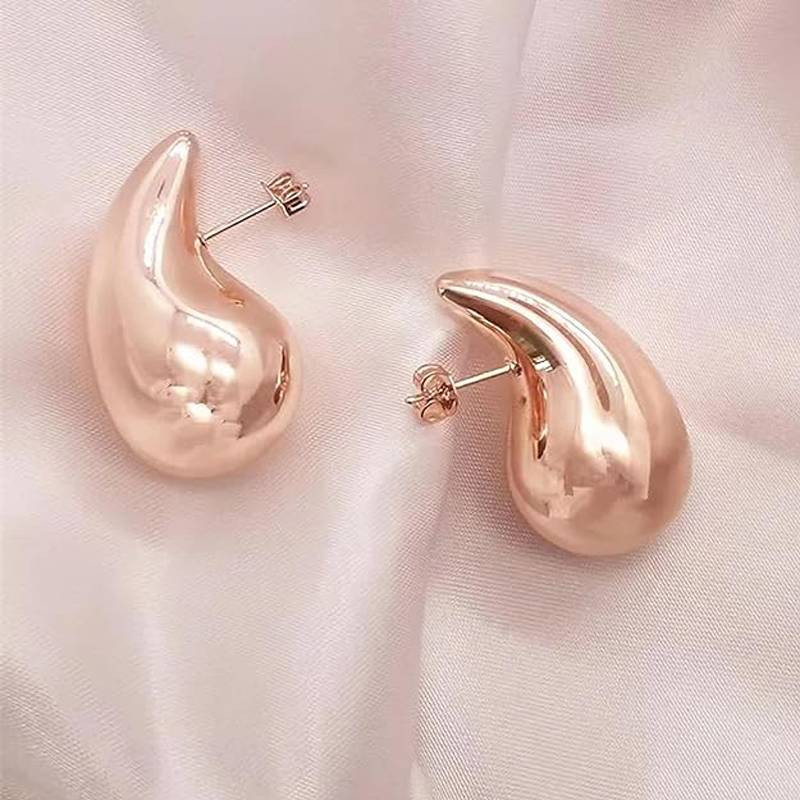 925 Pure Silver Rose Gold Tear Drop Stud Earrings | Small Cute Studs : TWP1142