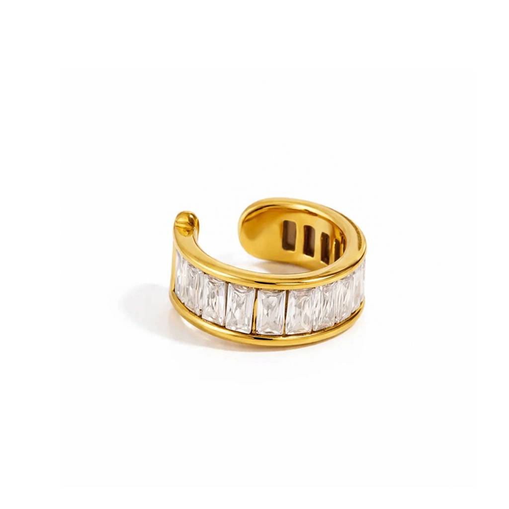 Gold-Toned Cubic Zirconia Ear Cufff- Waterproof, Classic Office & Party Earcuffs : 100982