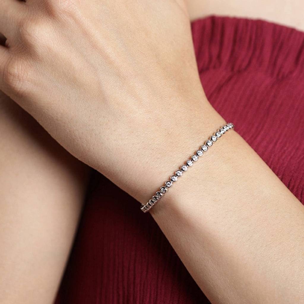 Interlink Czs 925 Sterling Silver Bracelet : BR-80131