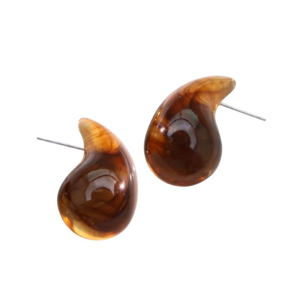 Marble Resin Marbled Tear Drop Bottega Stud Earrings : AOU0125E132BR