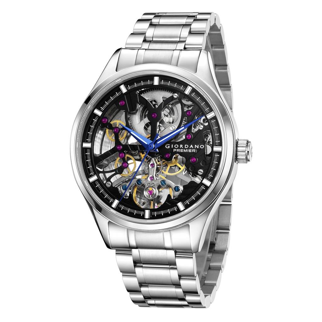 Premier Fortezza Collection Automatic Watch For Men With Skeleton Round Dial, Luminous Hands And Markers, Stainl : GZ-50225-22