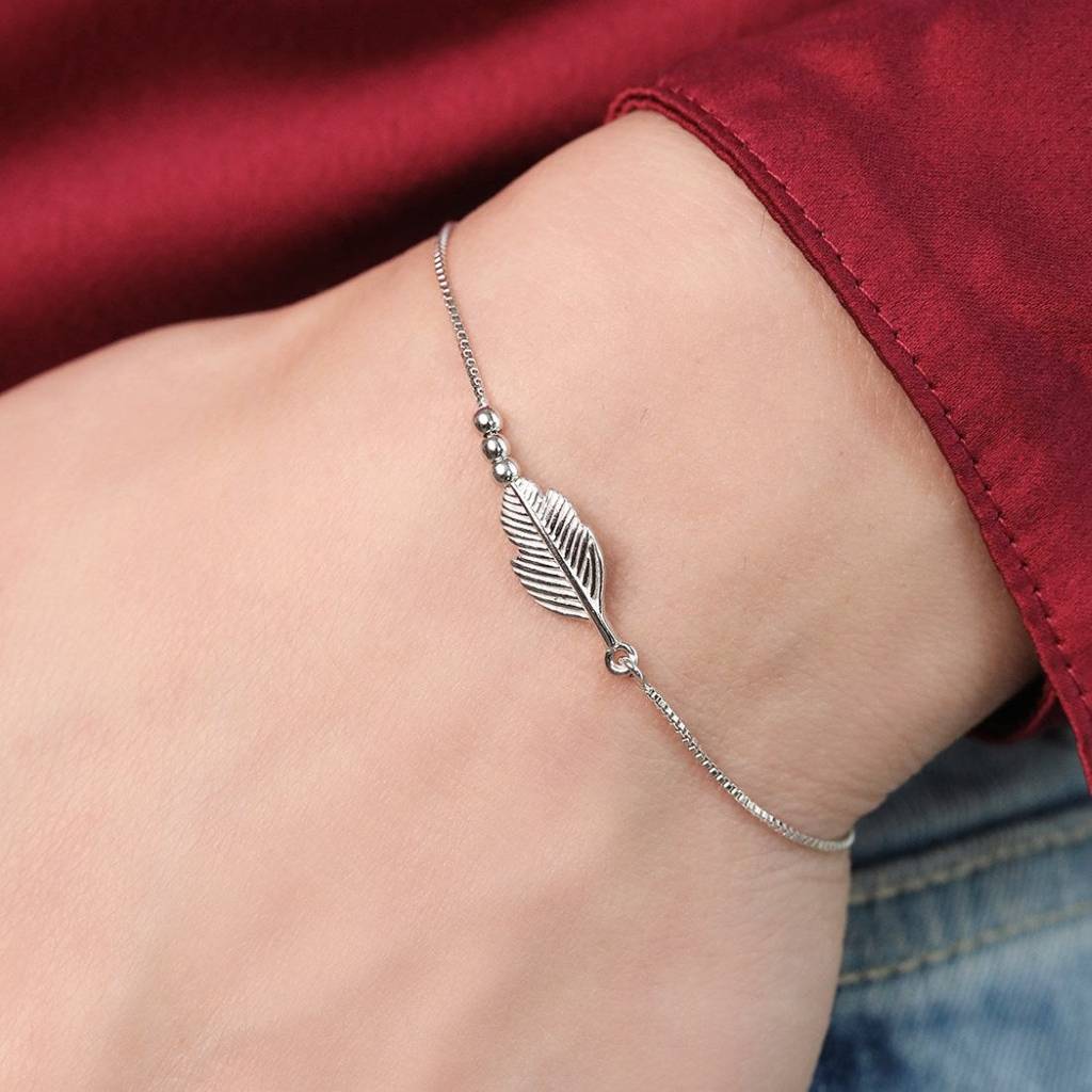 Ethereal Leaf Rhodium-Plated 925 Sterling Silver Adjustable Bracelet : BR-80292-R