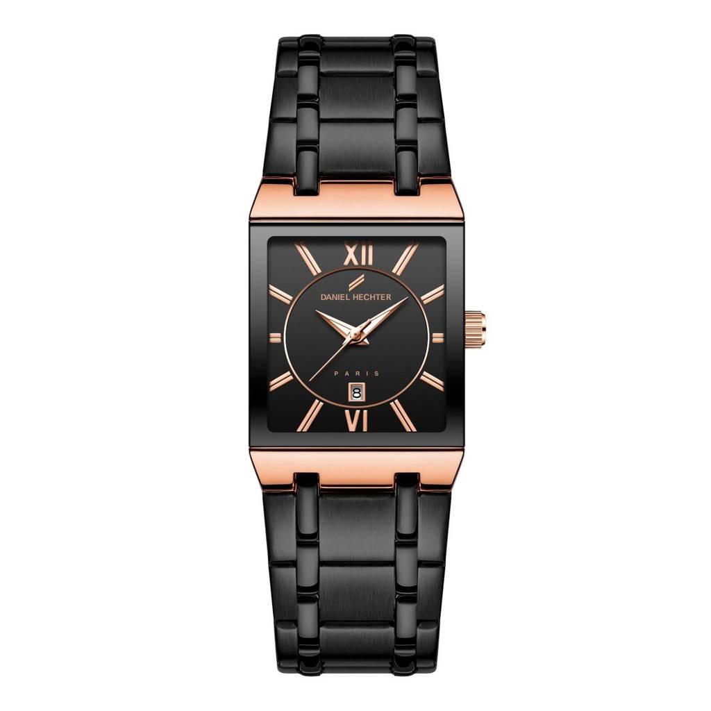 Daniel Hechter Paris Gallieni Collection Vintage Analog Watch For Men - Rectangular Dial With Roman Numerals, Dat : DHM1029-22
