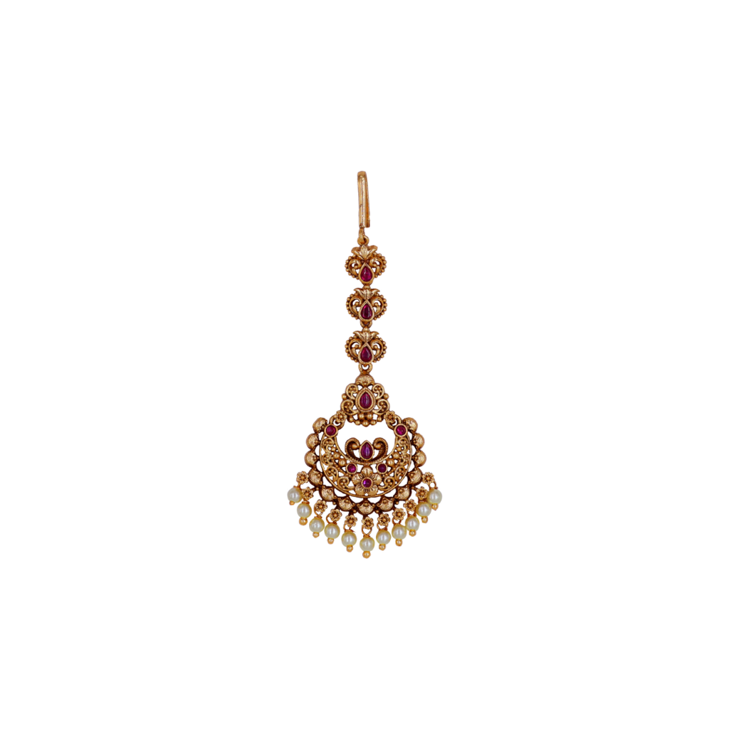 Classic South Indian Temple Jewellery Maang Tikka | Premium Antique Finish : T-11