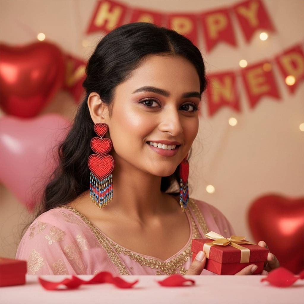 Dilwali Valentine Bead Earring : ER056