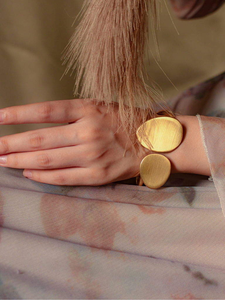 Modern Sculptural Cuff Â 18K Gold Plated Statement Bracelet : ATB592M2B