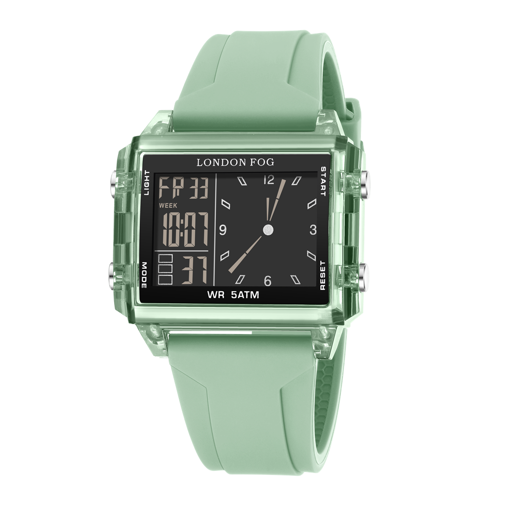 Analog-Digital Quartz Watch For Men With Square Dial, Day-Date Display, Silicone Strap And Water Resistance : LFM10015-03