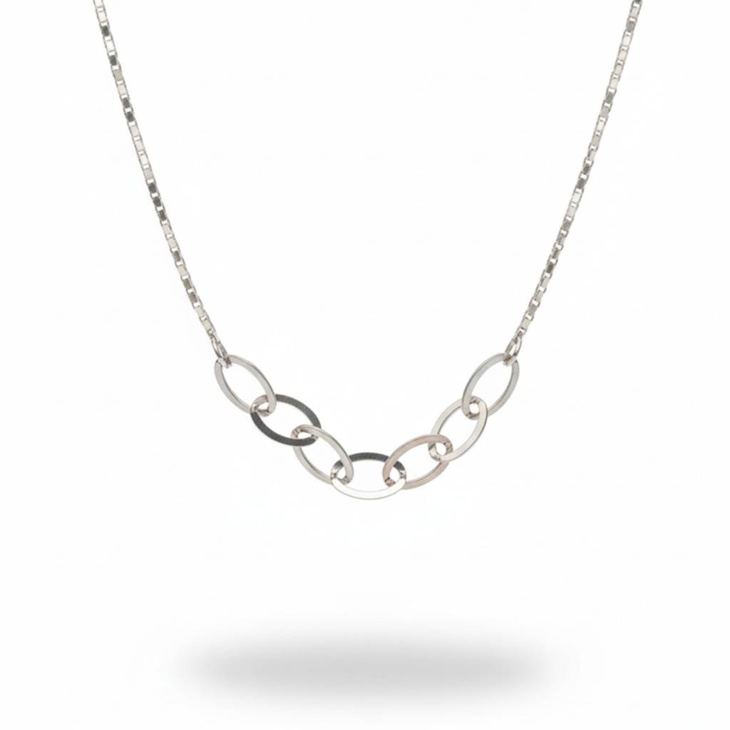 Flat Oval Silver Link Chain : NE039