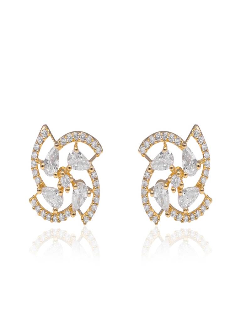 18K Gold Plated Dainty Crystal Floral Stud Earrings Anti Allergenic For Women : SJCCUER0214