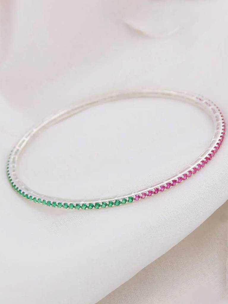 Silver Multicolor Zircon Bangle : U080SG007LB0738