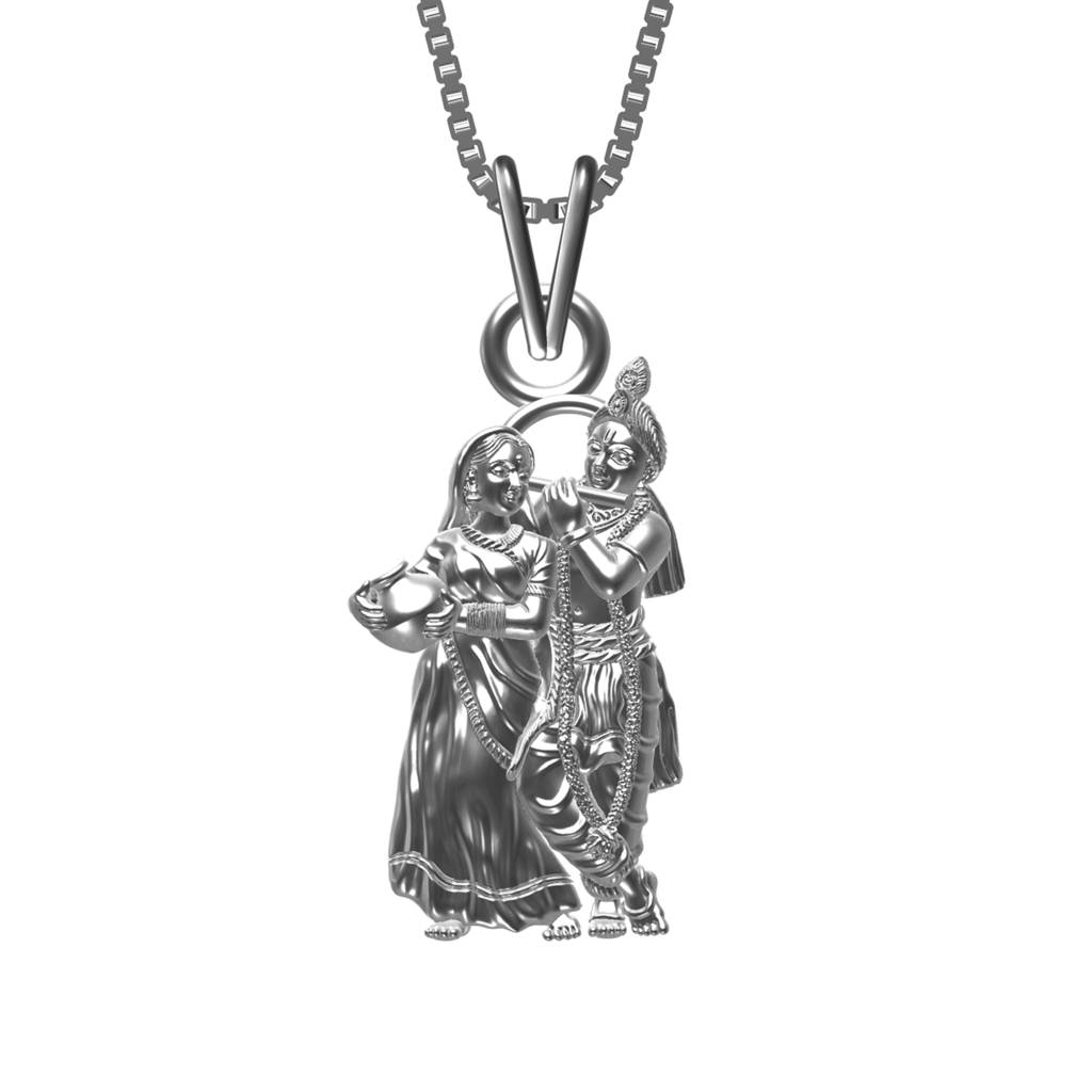 Silver Love Of Radha Krishna Pendant For Gift : ZLGDP-1045