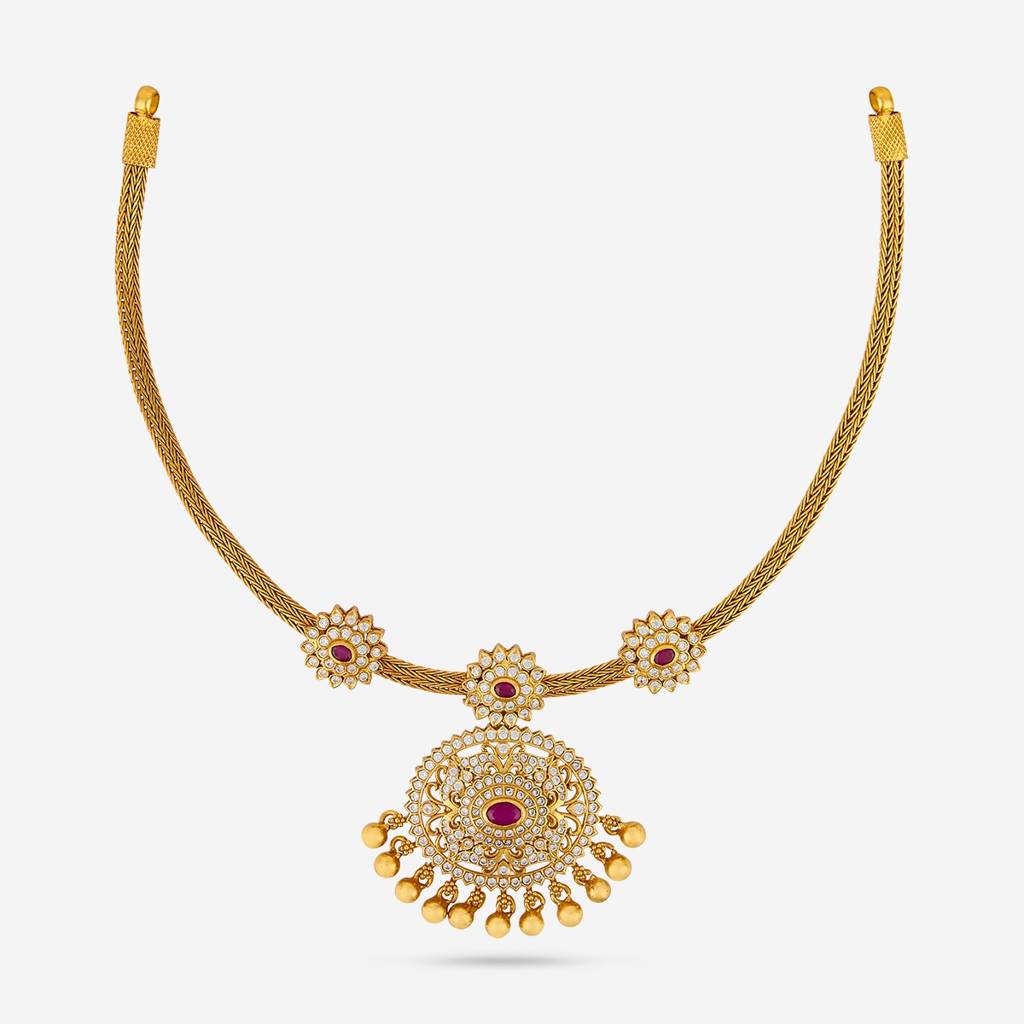 Ruby Gold Plated - Bridesmaid Temple Necklace - 452275 : 452275