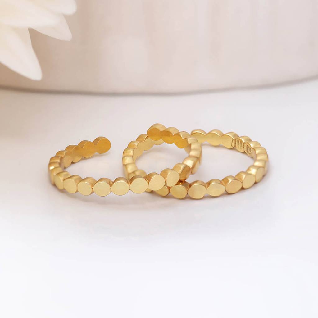 Classic Texured Gold Plated 925 Sterling Silver Toe Ring : TOE-10085-G