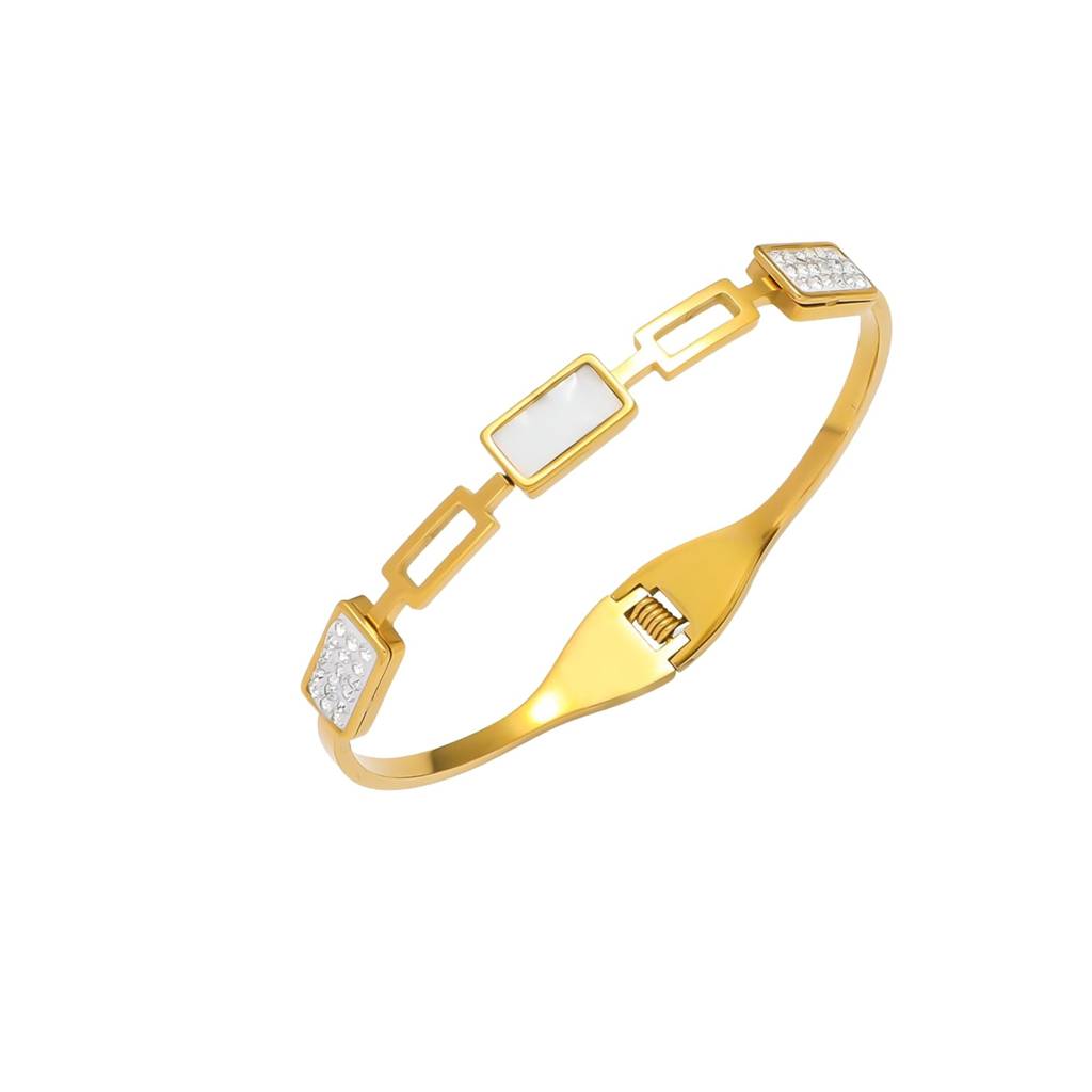 White Stone Diamond Bracelet : BR_SS_CB06_gld