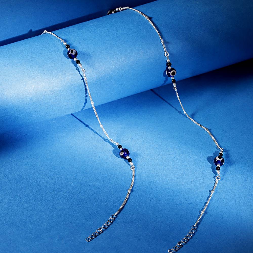 Silver 92.5 Evil Eye Anklets : U080SO06LA0322