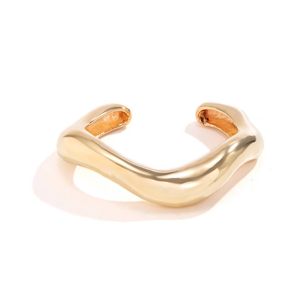 Gold/Silver Plated Anti-Tarnish Bold Chunky Shiny Statement Open Cuff Bangle Bracelet : ADN0525B267G