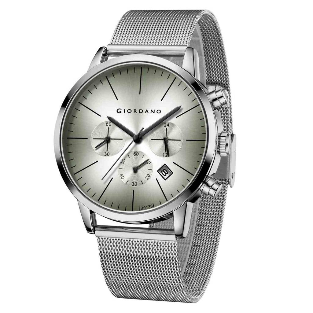 Giordano Formal Chronograph Watch For Men With Round Dial, Mesh Metal Strap, And Date Display : GZ-50183-22
