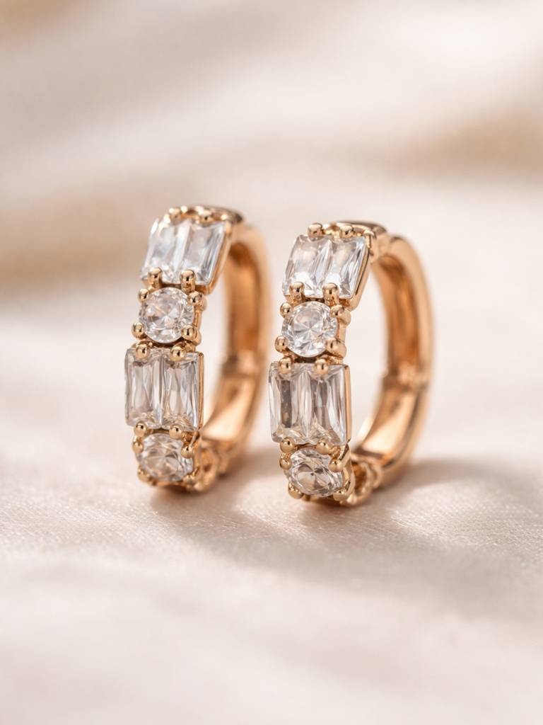 Multi Shape Ad Rose Gold Hoop Earrings | Anti-Tarnish Daily Wear : S925E658MSSH