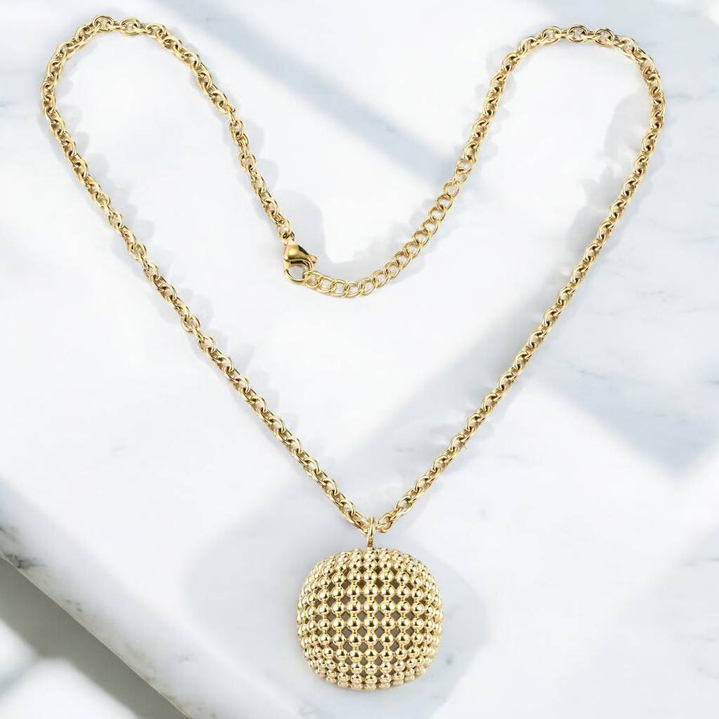 Golden Honeycomb Necklace : GoldenHoneycombNecklace-CL-NK-PG-06