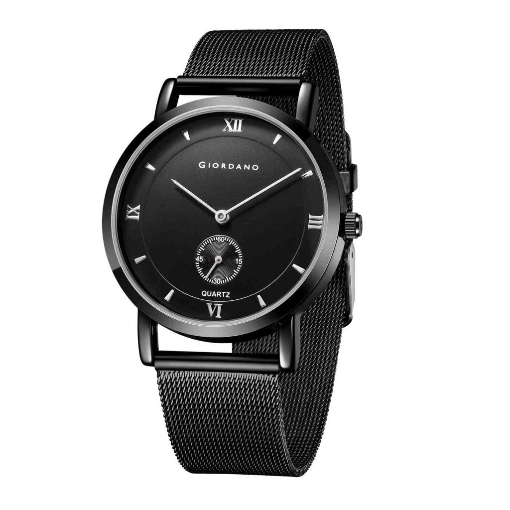 Giordano Classic Analog Quartz Watch For Men Â Mesh Metal Strap, Minimalist Dial With Roman Numerals, Slim Ele : GZ-50186-11