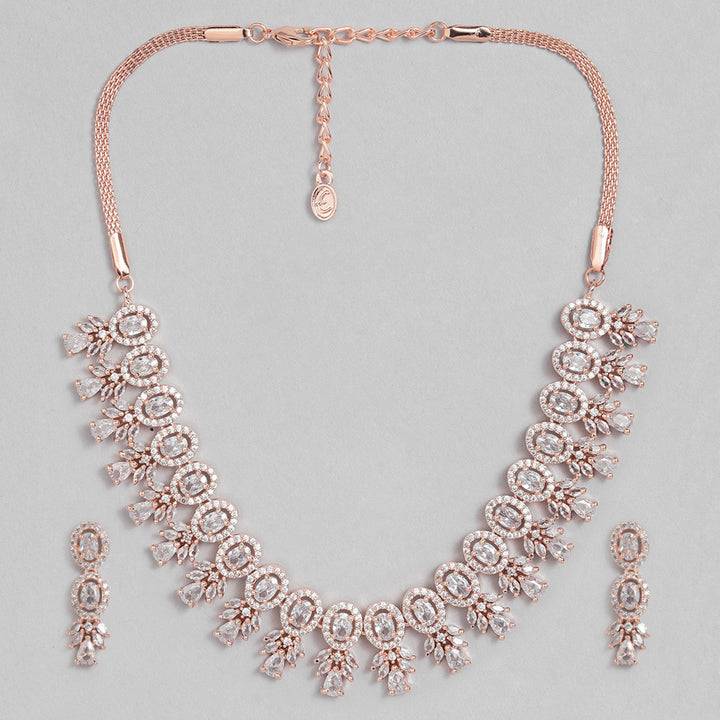 Estele Rose Gold Plated Cz Exquisite Necklace Set For Women : AD-701-RG-WENKER