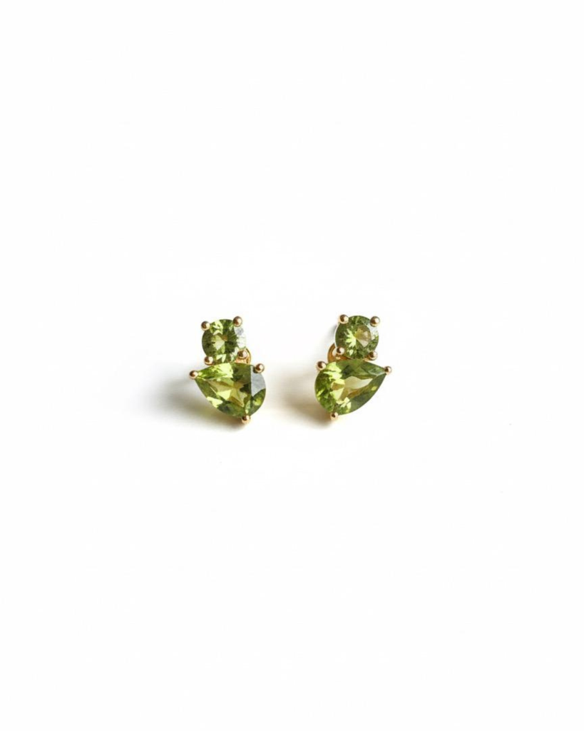 Peridot Duo Cluster Studs( Gem Stone And 925 Silver Jewellery) : sis9