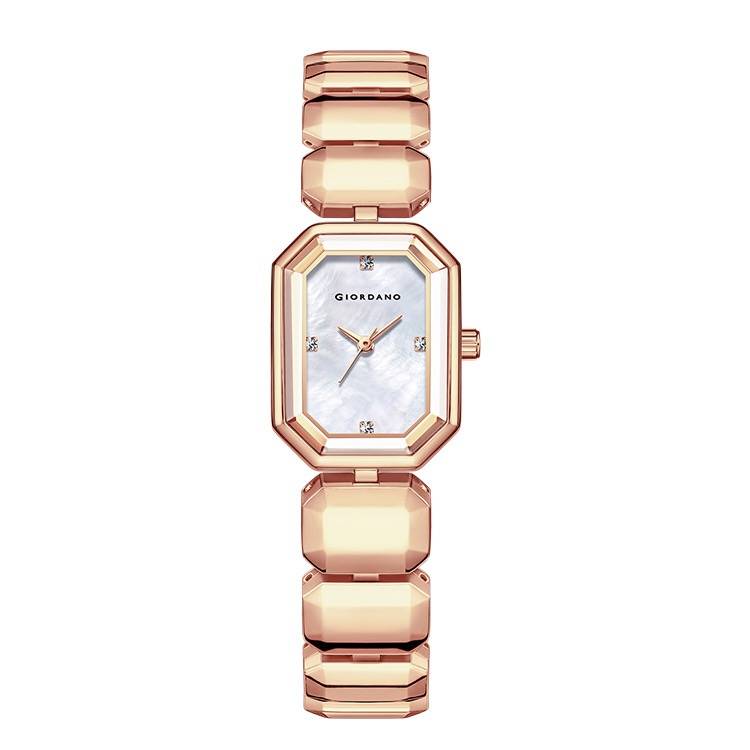 Giordano Stylish Analog Watch For Women With Octagonal Dial, Crystal Hour Markers And Bracelet Style Strap : GZ-60103-22