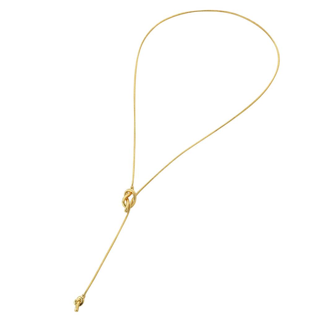 18K Plated Long Tassel Knot Necklace : ATO0624NK006G