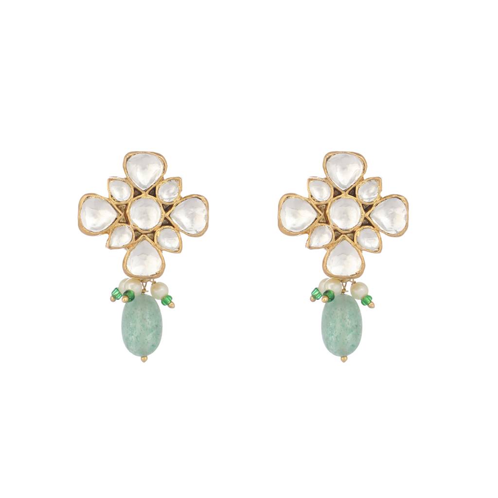 22K Gold Plated Kundan Paradise Studs : YI24A0467E