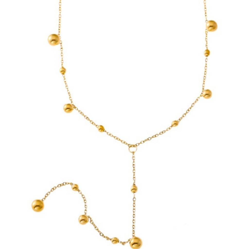 Women'S Long Bead Chain Necklace : NC_SS_longbead_gld