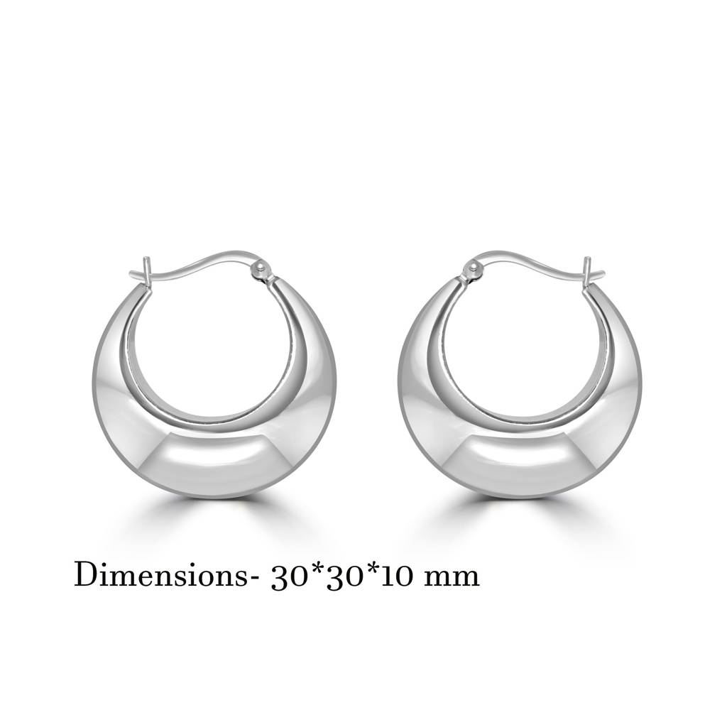 925 Pure Silver Chunky Hoop Earrings : TWP1145