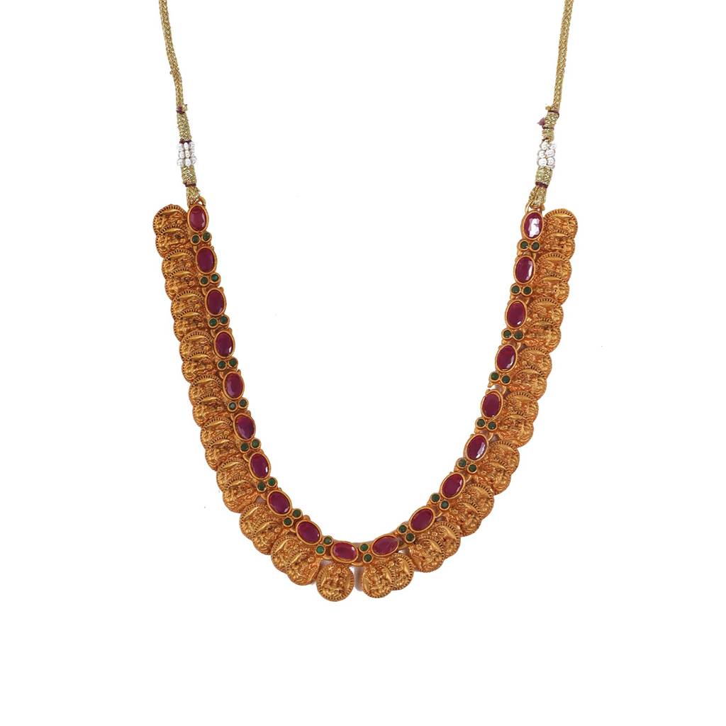 Exquisite Gold-Plated Classy Coin Necklace Set : LaxmicoinGreen