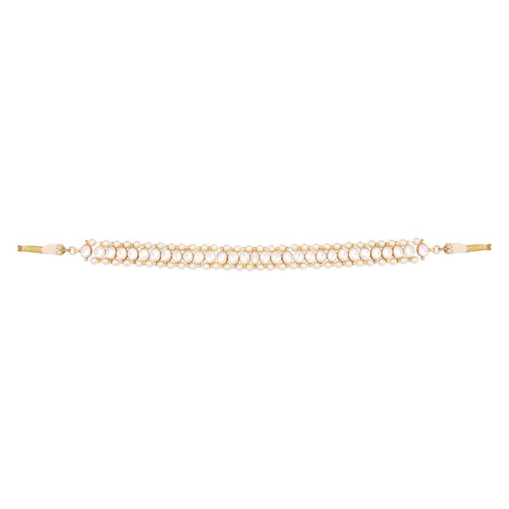 22K Gold Plated Kundan Refined Sleek Matha Patti : YI24A0472N
