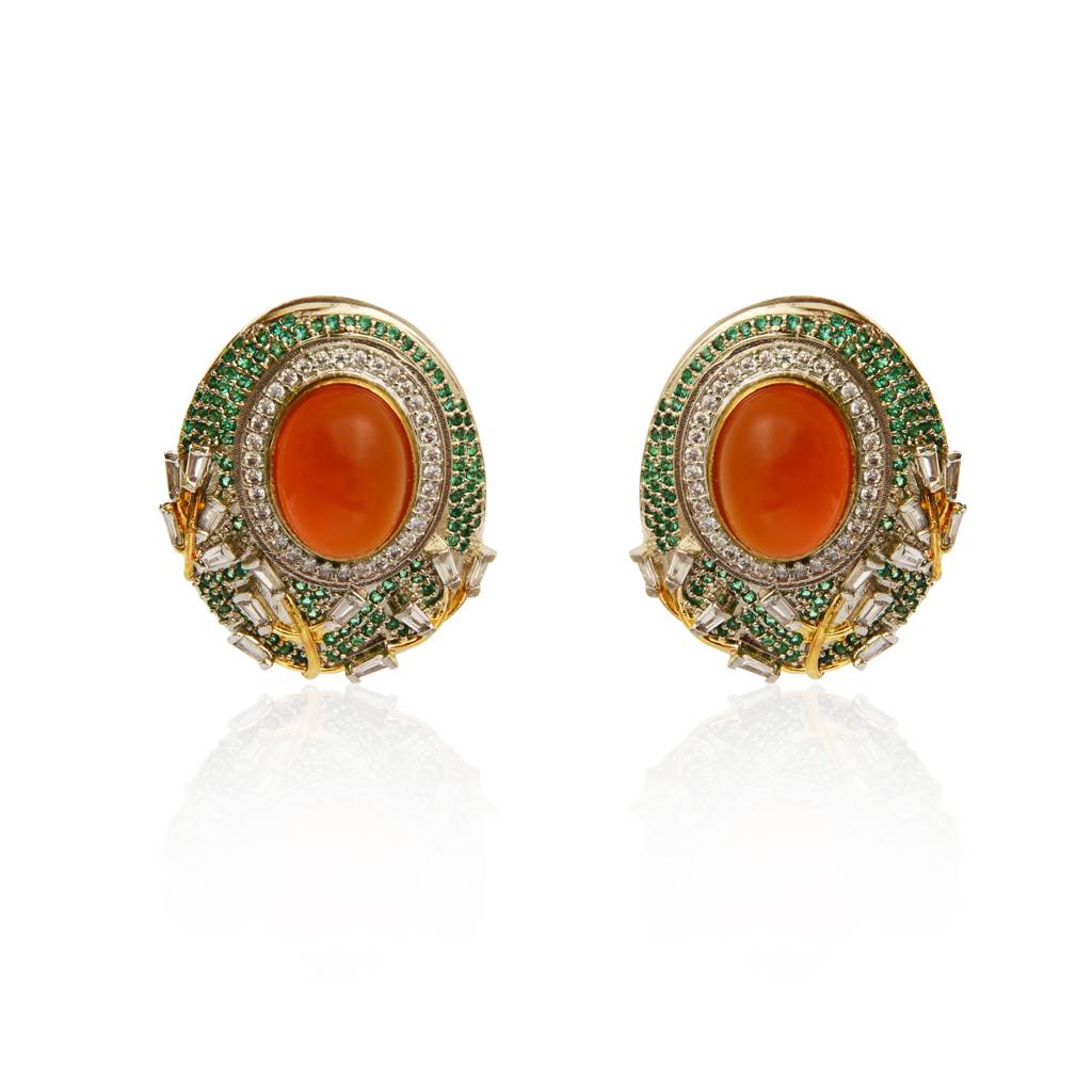 Statement Red Onyx Stud Earrings : IE642D