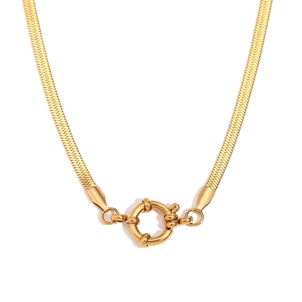 18K Gold Plated Waterproof Anti-Tarnish Snake Chain Necklace : AMG0425N3209